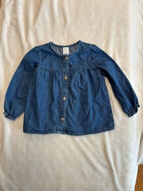 H&M nwt 12-18 month toddler girl chambray jean long sleeve shirt button down